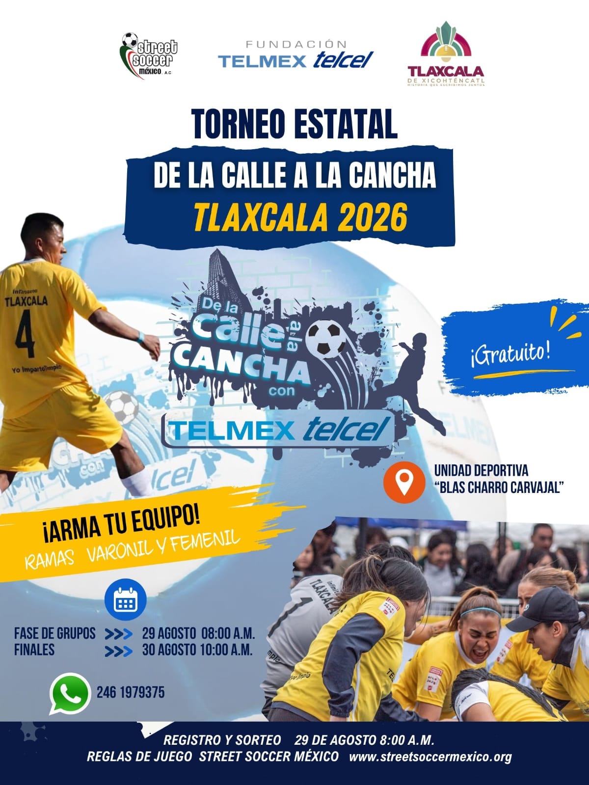 Suma esfuerzos el Ayuntamiento de Tlaxcala para llevar 'De la Calle a la Cancha' a la Unidad Deportiva Blas 'Charro' Carvajal